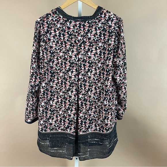 Nic + Zoe Size Medium Toucan Bird Print Flowy Tunic V Neck Spring Summer Boho - Picture 2 of 8